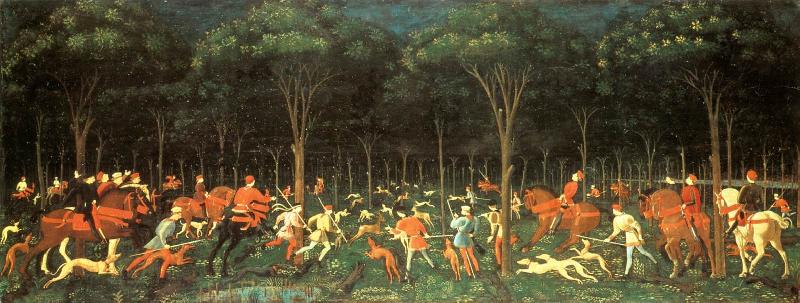 UCCELLO, Paolo The Hunt in the Forest aer France oil painting art